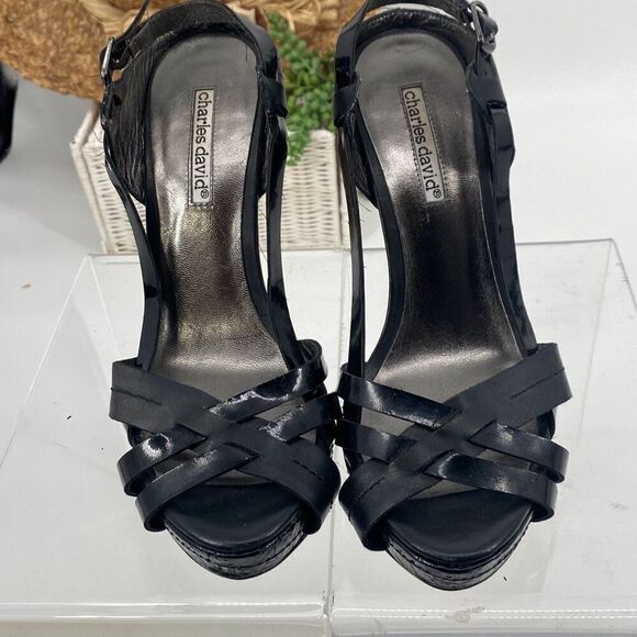 Charles David Platform High Heeled Strappy Stiletto Heel Sandals Black 7.5 - Picture 3 of 13